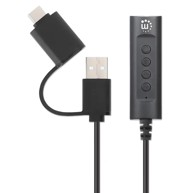 MANHATTAN Adapter, USB-C/USB-A (M) na Audio 3.5 (Ž), 1m, crni