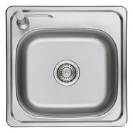 KUCHINOX Sudoper s jednim koritom 47,5 x 47,5 cm, dozator tekućine za lijevu stranu, čelični set, kromirani