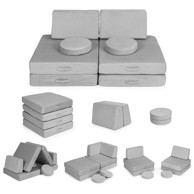 ECOTOYS modularna fotelja DIY s 8 jastuka, siva