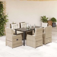 Vrtna garnitura, 7-dijelni set, od poliratana, dimenzije 160 x 80 x 74 cm, bež i krem bijela