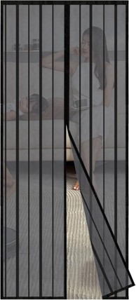 NIKCORP Magnetna mreža protiv komaraca za balkonska vrata, automatsko magnetsko zatvaranje, 95 x 225 cm, crna