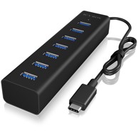 ICY BOX USB hub IB-HUB1700-C3, USB-C, 7x USB-A, crni