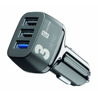 CELLULARLINE Auto Punjač Multipower Fast, 42W, 3xUSB-A, QC 3.0, crni