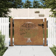 Vrtna vrata 105 x 105 cm od čelika Cor-Ten s uzorkom stabla