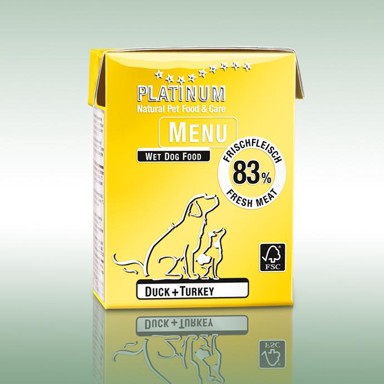 PLATINUM Hrana za pse Menu, patka i puretina, 375 g