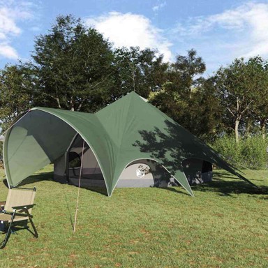 Teepee šator s krovom 600 x 600 x 347 cm, zelena/siva
