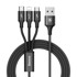 BASEUS Kabel Rapid 3u1, Micro USB, Lightning, USB-C, 3A, 1,2 m, crni