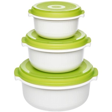 EMSA Set posuda za hranu 509741 Micro Family, 0,5 l, 1,0 l, 1,5 l, 3 kom, bijela/svijetlozelena