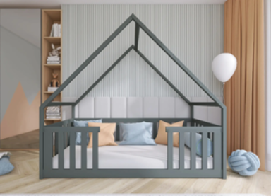 Drveni dječji krevet Bee, 190x90 cm, grafit