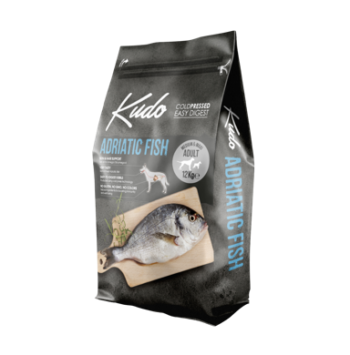 KUDO Suha hrana za pse Adult Medium/Maxi, jadranska riba, 12 kg