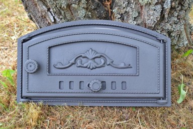 Vrata od lijevanog željeza za peć za pizzu DZP16, 48 x 27 cm, otvaranje desno, bakrena, do 500 °C