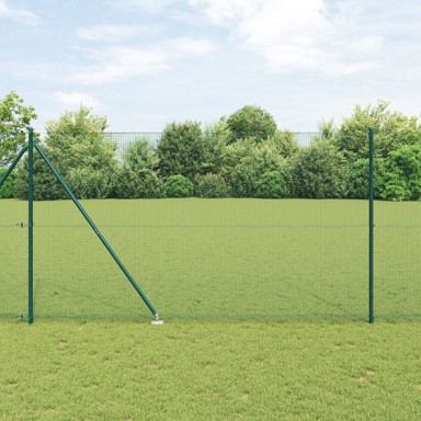 Zavarena žičana ograda sa 13 šiljastih stabala, zelena, 1,6x25 m, čelik