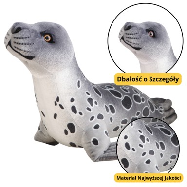 Plišana igračka tuljan, 37 cm, sivi