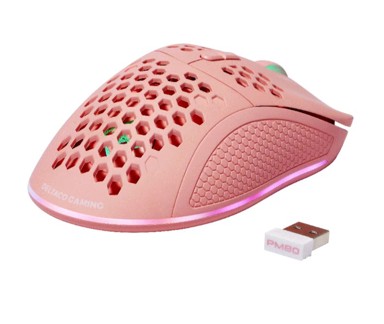 DELTACO Gaming miš PM80 bežični, RGB, rozi
