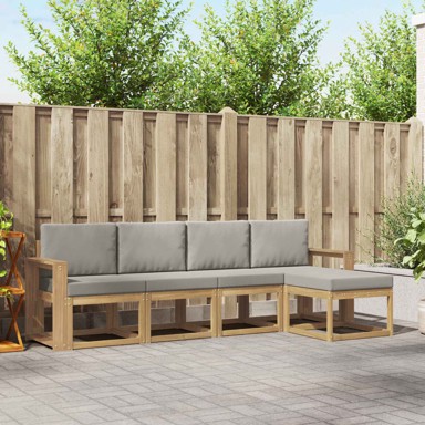 Set vanjskih sofa, 5-dijelni, bijela i svjetlosiva