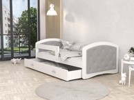 Dječji tapecirani krevet Megi kristali, 200x90 cm, PE madrac 8 cm, sivi