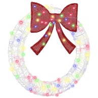 Božićni vijenac s LED lampicama šareno svjetlo 75 cm akril