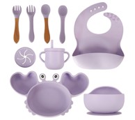 Silikonsko Posuđe za djecu 9 komada, ljubičasto