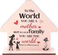 NIKCORP Drvena ploča za mamu u obliku kuće 21x19 cm, ručni rad, s natpisima na engleskom