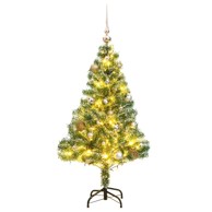 Božićno drvce umjetno, 150 LED, s kuglicama i snijegom, 150 cm, s LED lampicama, rose gold kuglice