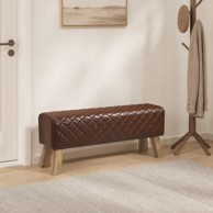 Klupa 110 x 30 x 45 cm od prave kože, smeđa dijamantna