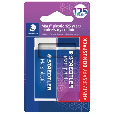 STAEDTLER Gumica Mars Plastic 125 Years PK2 52650MABK2, blister