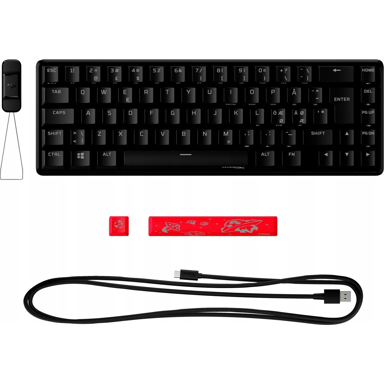 HYPERX Gaming tipkovnica Alloy Origins 65 HX Red HKBO1T-RD-NO/E, USB, nordijski, crna