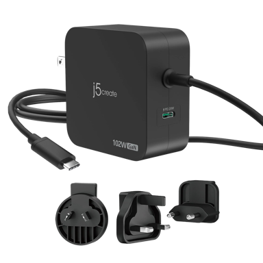 J5CREATE Punjač USB-C GaN PD, 102 W, 2 priključka