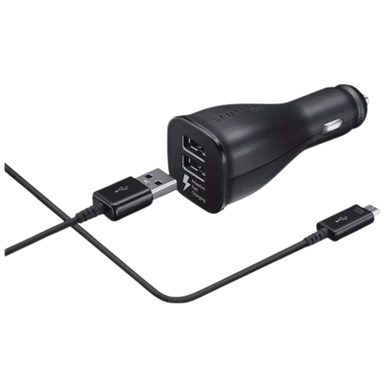 SAMSUNG Auto punjač EP-LN920CBEGWW, Fast Dual USB + USB-C kabel, crni