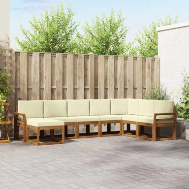 Set vanjskih sofa, 8 kom, s jastucima, prirodna i krem