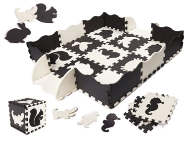 IKONKA AGA Pjenasta slagalica s kontrastnim životinjama, 25 kom, 114x114 cm