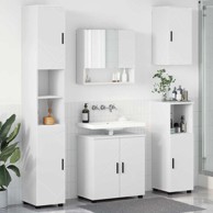 Set namještaja za kupaonicu, zidna montaža, s pohranom, bijela, 5 kom