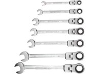 EXTOL PREMIUM Set ključeva s čegrtaljkom i zglobom 8816105, 7 kom, 8–10–12–13–14–17–19 mm, 72 zuba, CrV