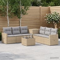 Set sofa 8 kom. poli ratan i čelik, bež i svjetlosivi
