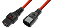 Kabel za napajanje, C13 IEC Lock na C14, duljina 0,5 m, crvena, PC1384