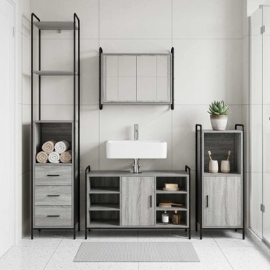 Set kupaonskih ormarića 3 kom. 40 x 36 x 181 cm, siva sonoma