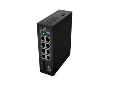 LANBERG Mrežni preklopnik ILGE-8P-2S-120, 8 x Gigabit Ethernet PoE + 2 x SFP, neupravljani, DIN