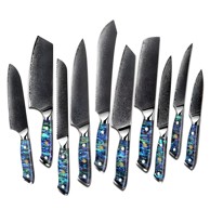 Set damaščanskih kuhinjskih noževa IČ-21788, plavo-zeleni
