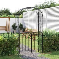 Vrtni luk s vratima crni 108 x 45 x 235 cm čelični