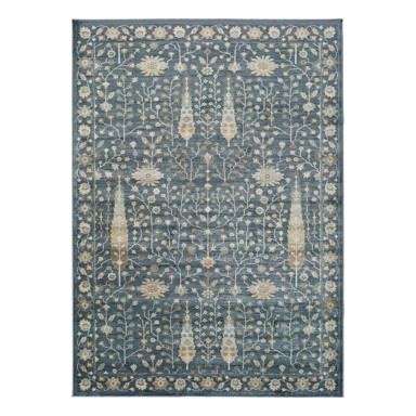 UNIVERSAL Plavi tepih od viskoze Vintage Flowers, 140 x 200 cm