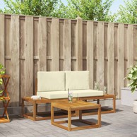 Set vanjskih sofa s jastukom 3 kom, prirodna