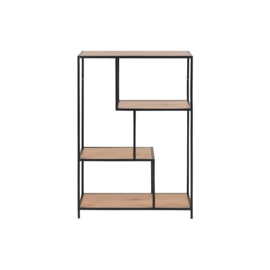 ACTONA Crno/prirodna polica za knjige u dekoru hrasta 77x114 cm Seaford 