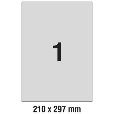 ZWECKFORM Etikete Laser 210x297 mm polyester L6013-20 srebrne 20 listova