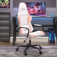 Gaming stolica, bijelo-ružičasta, umjetna koža