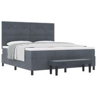 Box Spring krevet s madracem, tamnosivi, 180x200 cm, baršun