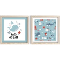 WALLITY Dječje slike u setu od 2 kom Hello Ocean 33x33 cm