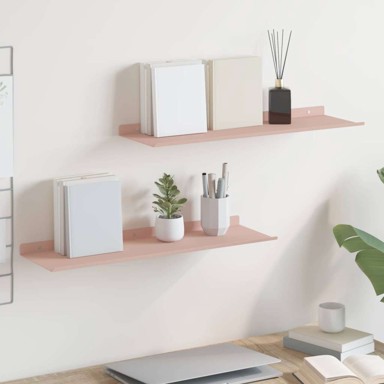 Polica, zidna, ružičasta, 60 x 18 x 2,5 cm, 2 kom