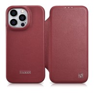 ICARER Kožna preklopna futrola s MagSafe za iPhone 14 Pro Max, bordo