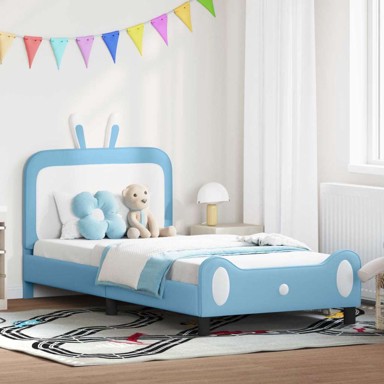 Krevet za djecu s uzglavljem 90x200 cm, PU, plavi