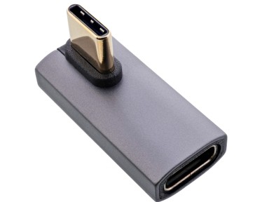 INLINE Adapter, USB-C steker/bušna, vertikalni desni/lijevi kut, sivi